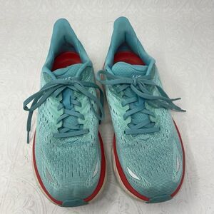 Hoka One One Blue Red Clifton 8 Athletic Running Sneakers Shoes Size 8